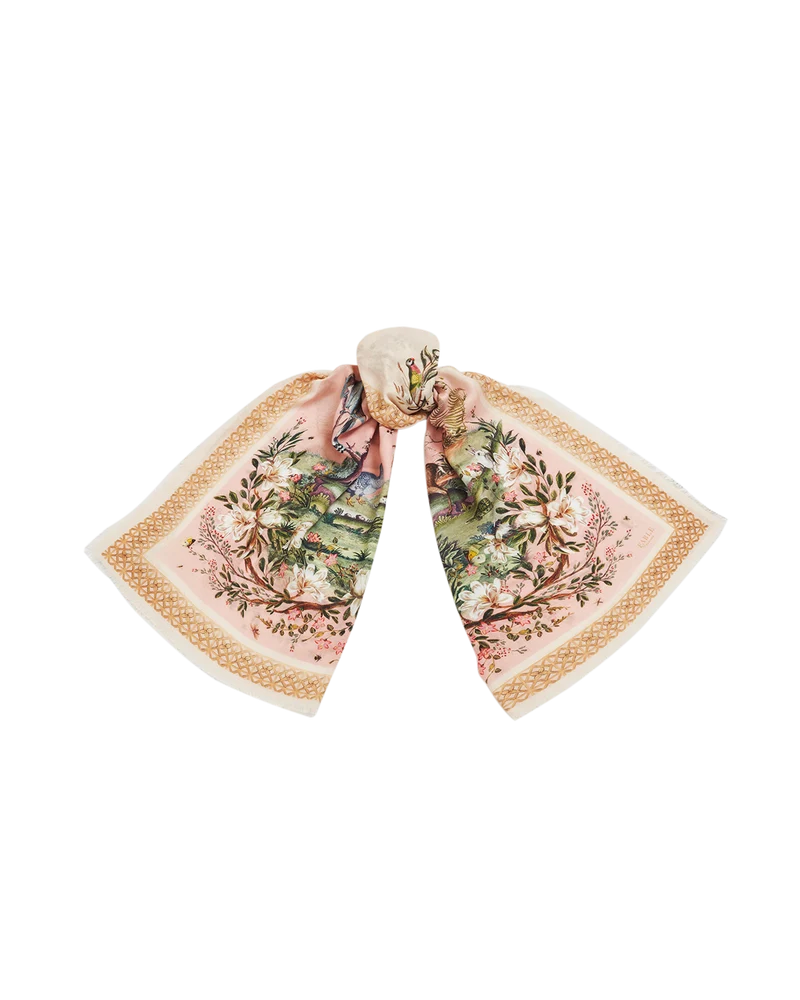 Woodland Scene Scarf in Pink