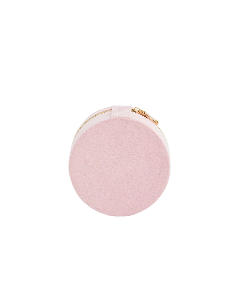 Pink Ladybird Velvet Embroidered Circle Jewellery Box