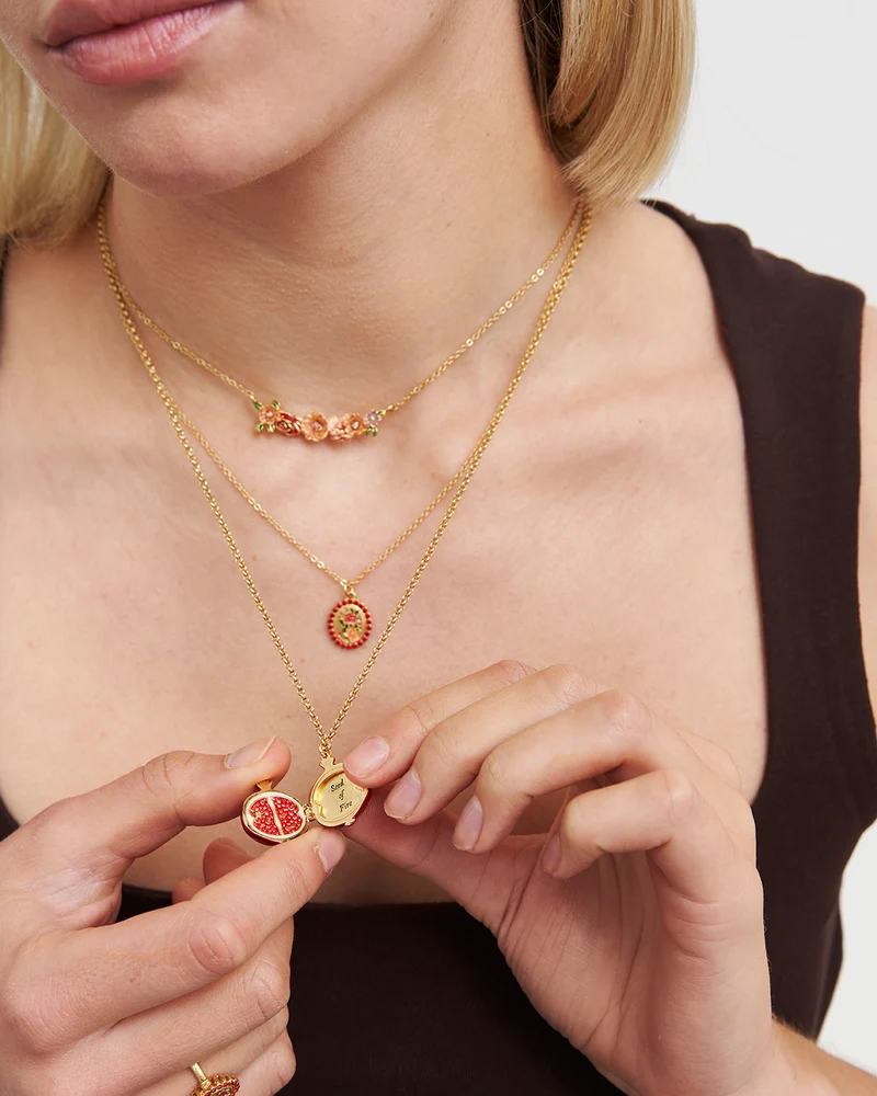 Pomegranate Locket Necklace in Gold