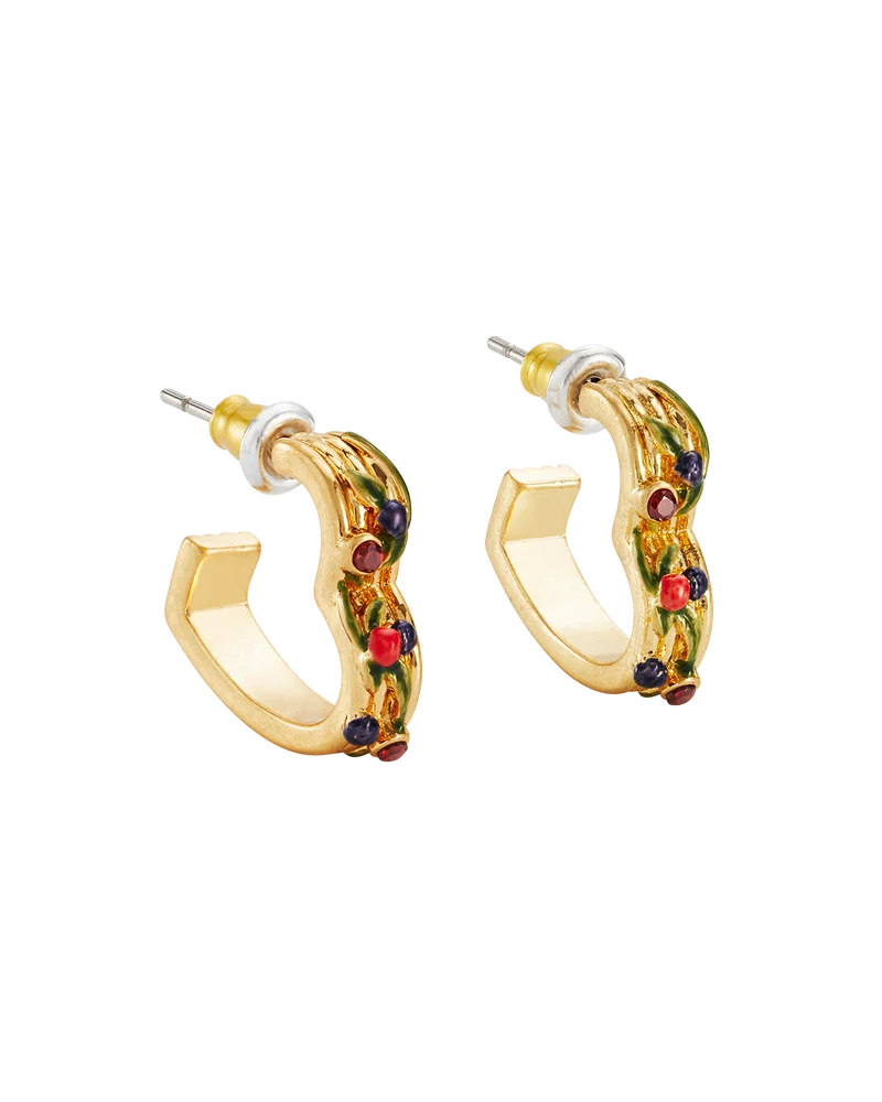 Orla Hedgerow Heart Hoop Earrings in Gold