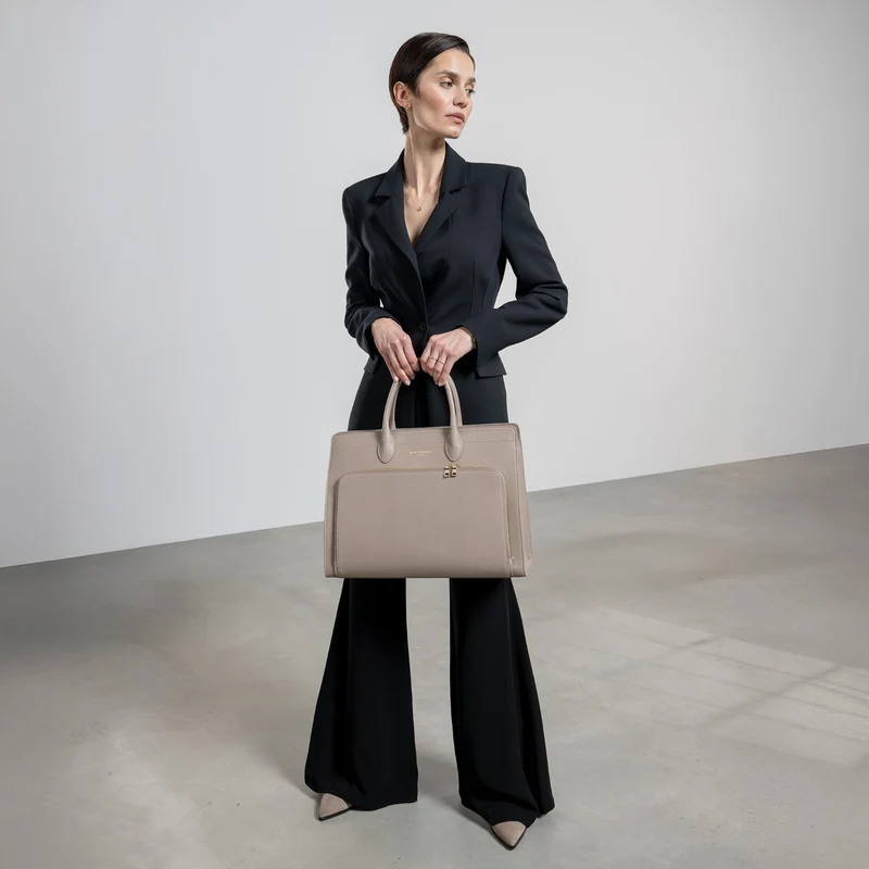 Isabel Bernard Honoré Nadine Taupe Leder Handtasche aus Kalbsleder IB25038