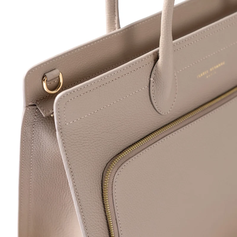 Isabel Bernard Honoré Nadine Taupe Leder Handtasche aus Kalbsleder IB25038