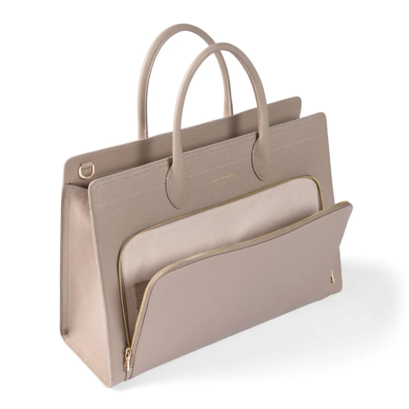 Isabel Bernard Honoré Nadine Taupe Leder Handtasche aus Kalbsleder IB25038