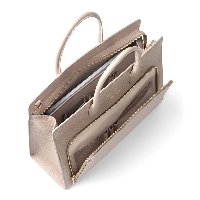 Isabel Bernard Honoré Nadine Taupe Leder Handtasche aus Kalbsleder IB25038