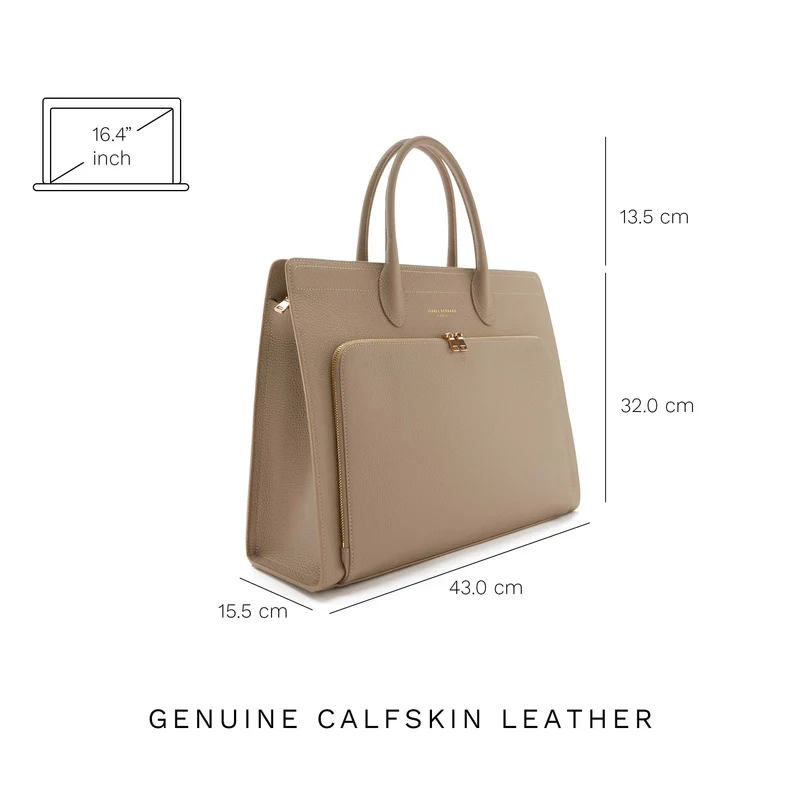 Isabel Bernard Honoré Nadine Taupe Leder Handtasche aus Kalbsleder IB25038