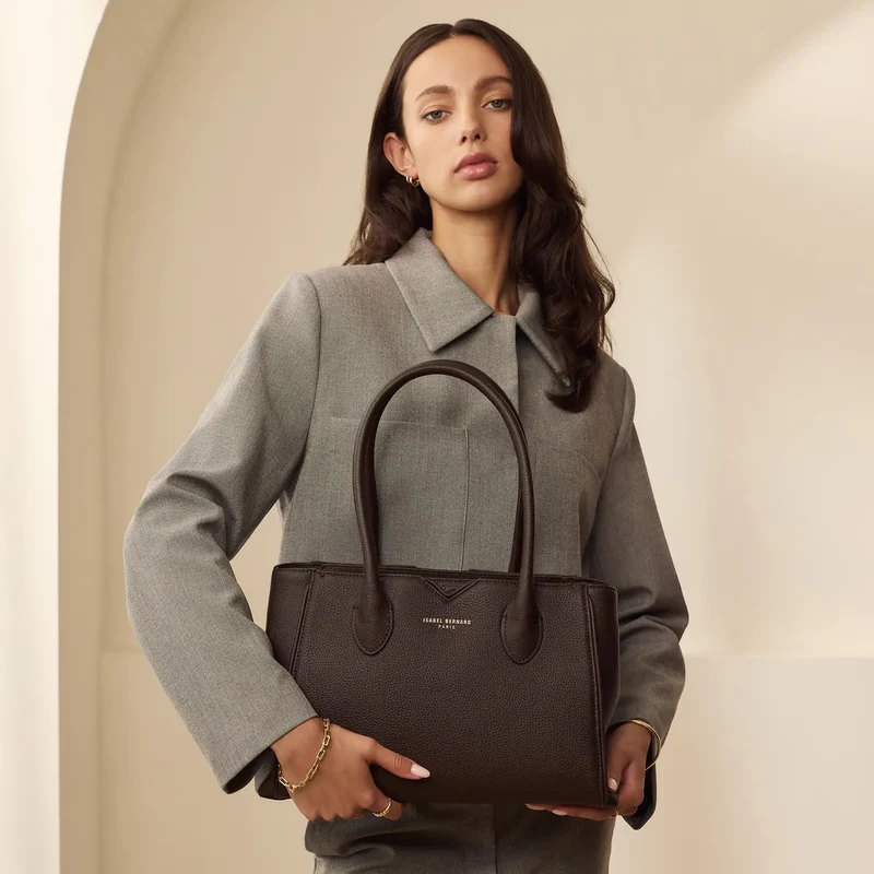 Isabel Bernard Honoré Cloe Midi Braune Kalbsleder Handtasche IB25082-031