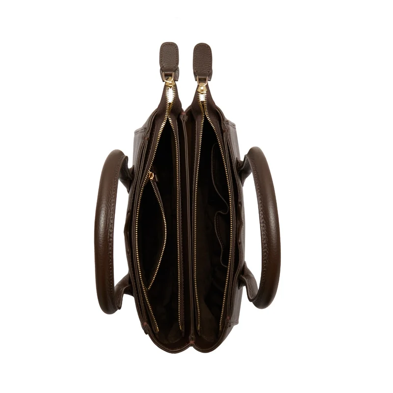 Isabel Bernard Honoré Cloe Midi Braune Kalbsleder Handtasche IB25082-031