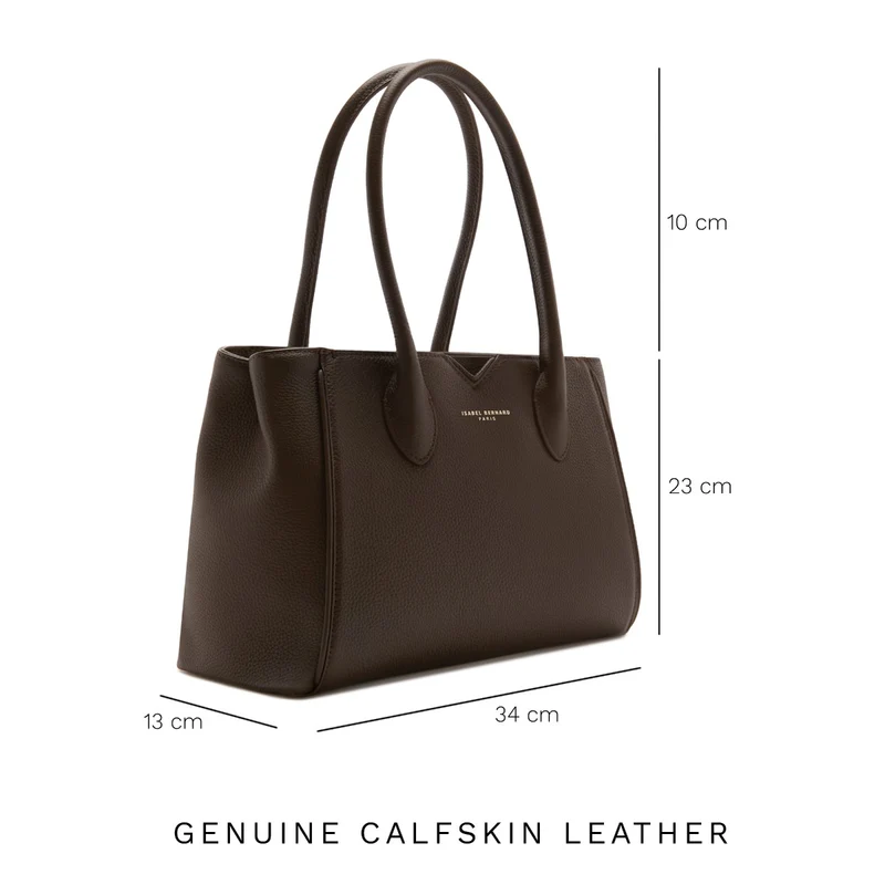 Isabel Bernard Honoré Cloe Midi Braune Kalbsleder Handtasche IB25082-031