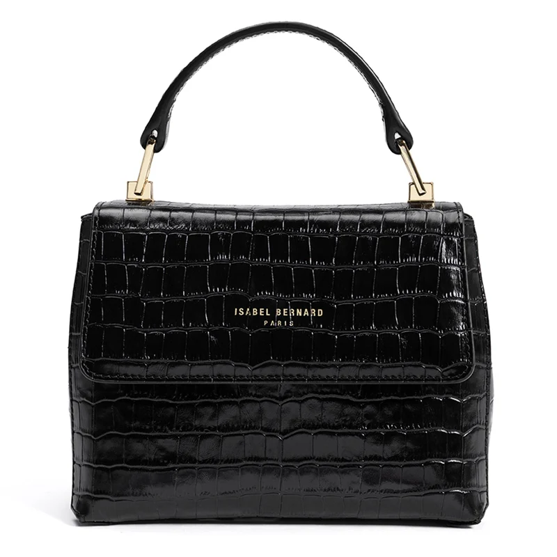 Isabel Bernard Femme Forte Heline Kroko Schwarz Kalbsleder Handtasche IB21037