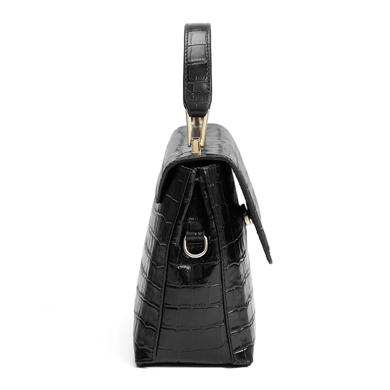 Isabel Bernard Femme Forte Heline Kroko Schwarz Kalbsleder Handtasche IB21037