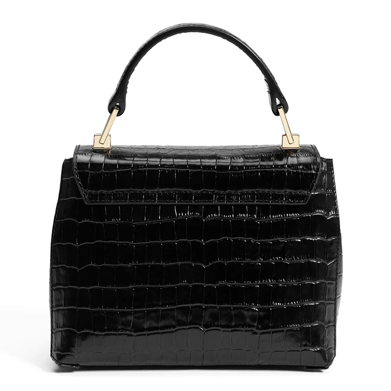 Isabel Bernard Femme Forte Heline Kroko Schwarz Kalbsleder Handtasche IB21037