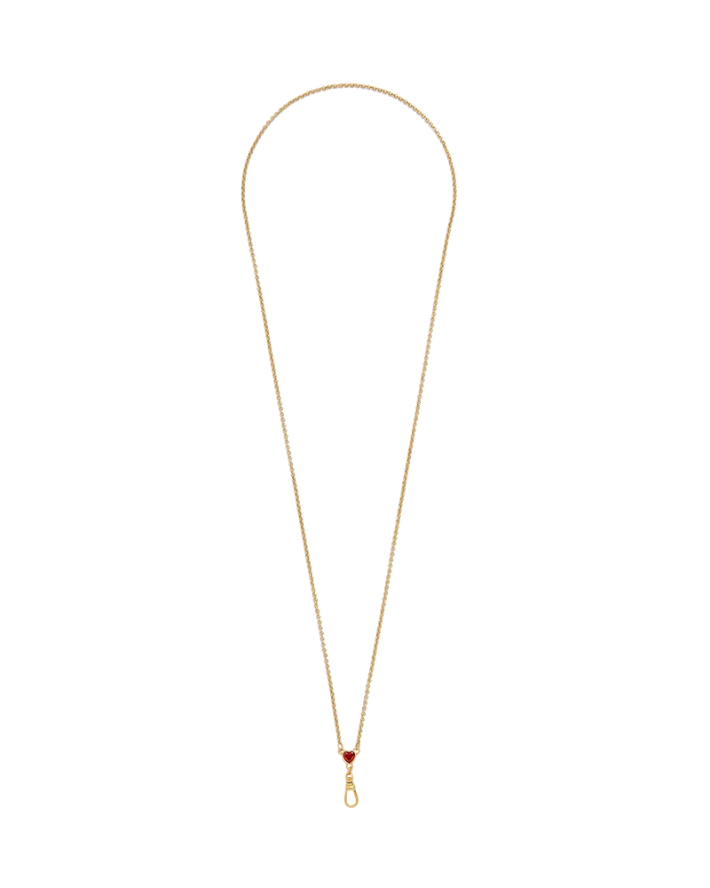 Gold Love Heart Clasp Chain Necklace