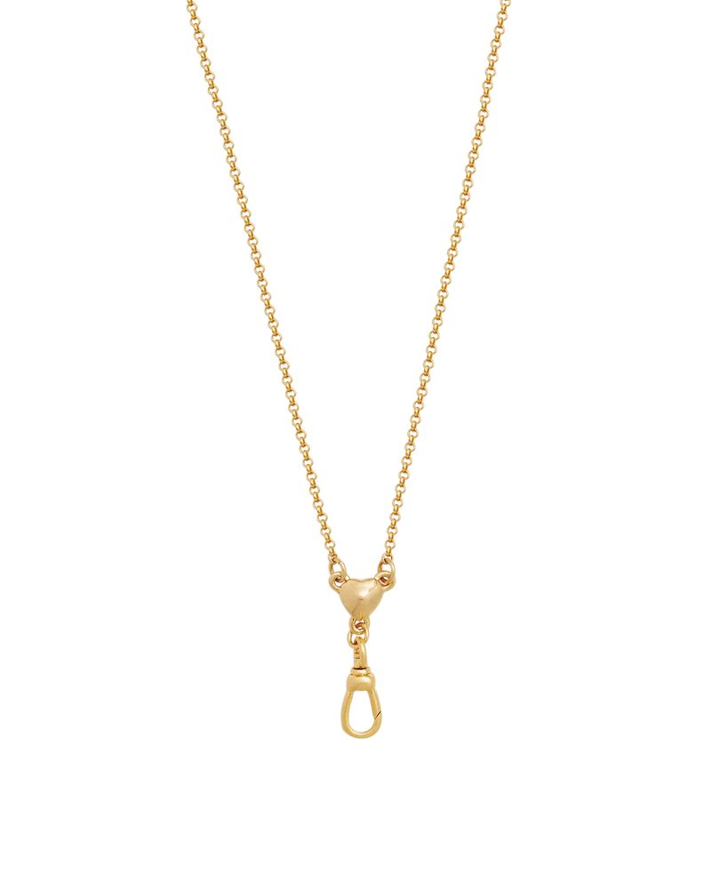 Gold Love Heart Clasp Chain Necklace