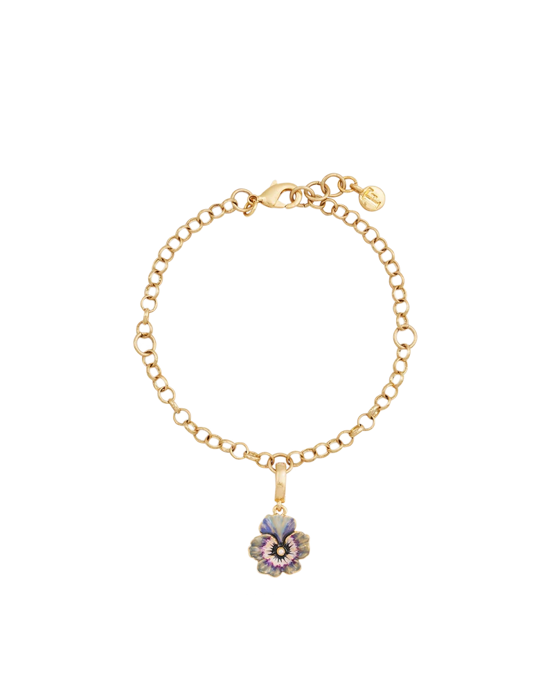 Gold Pansy & Pearl Charm