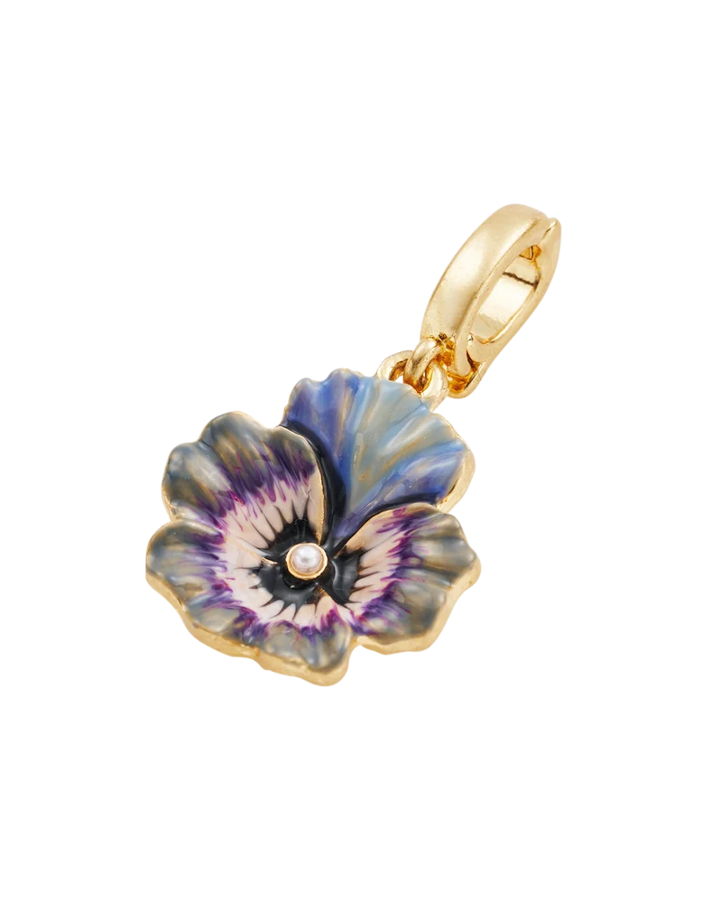 Gold Pansy & Pearl Charm
