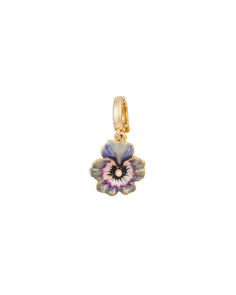 Gold Pansy & Pearl Charm
