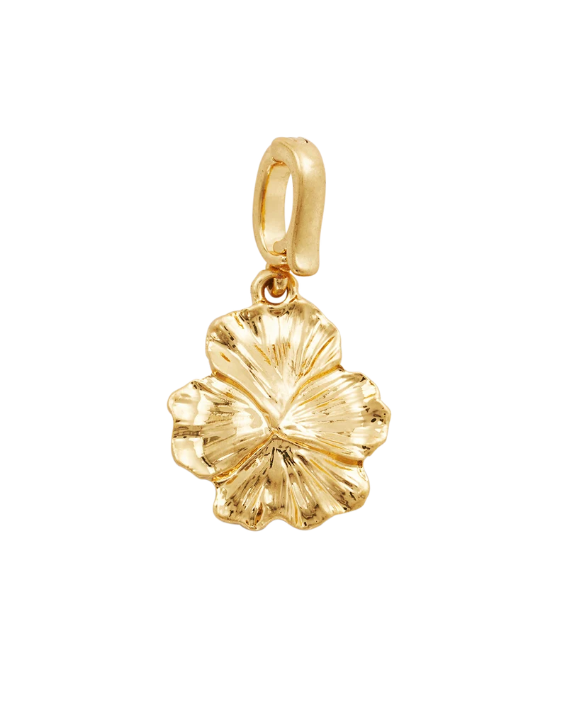 Gold Pansy & Pearl Charm