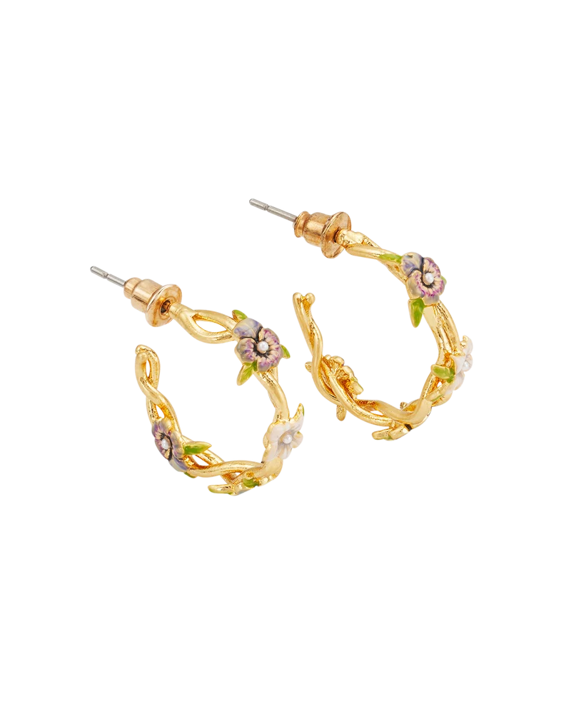 Gold Wildflower Hoop Earrings