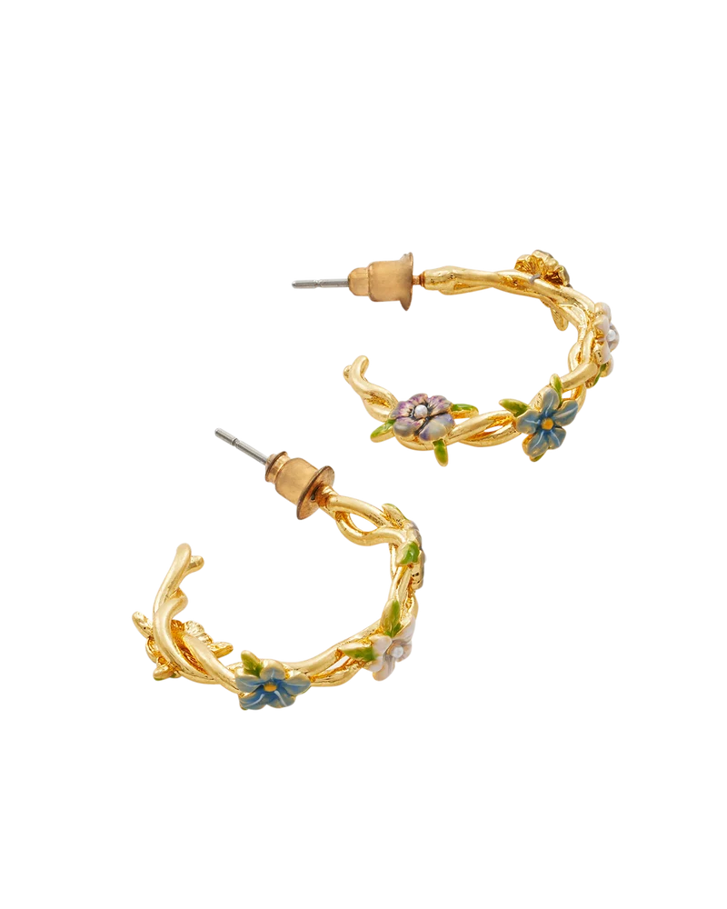 Gold Wildflower Hoop Earrings
