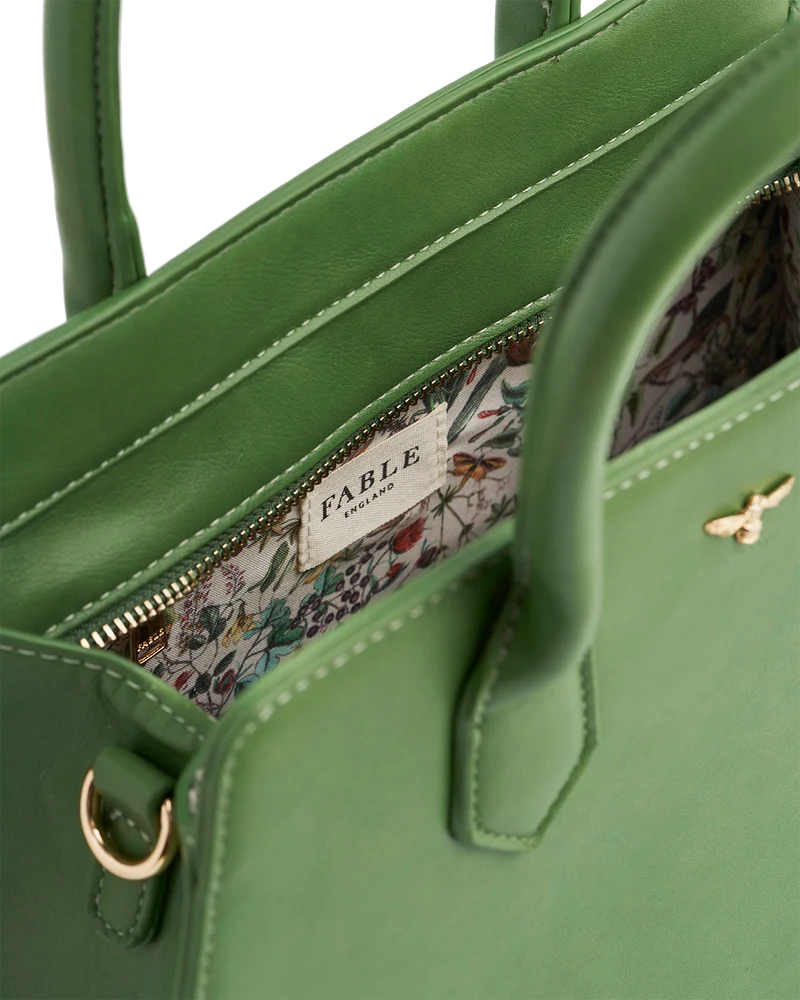 Green Garden Floral Structured Tote Bag Medium