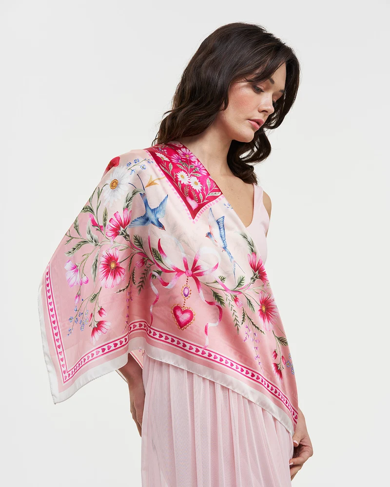 Penelope Square Scarf in Pink
