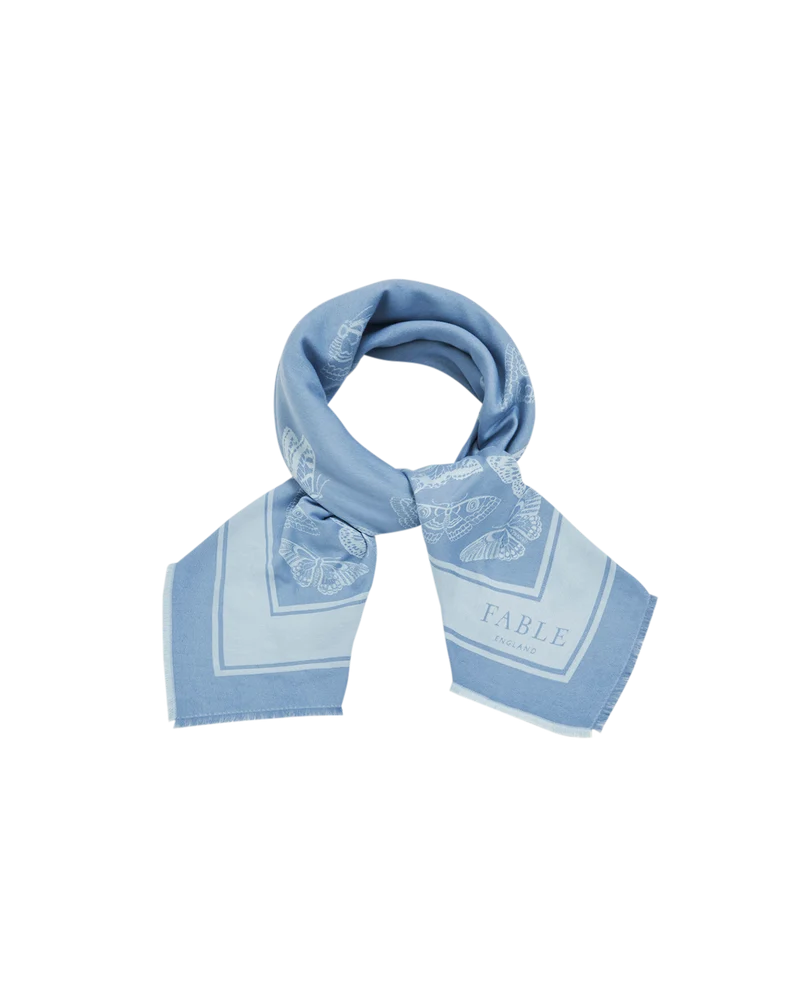 Butterfly Jacquard Square Scarf in Blue