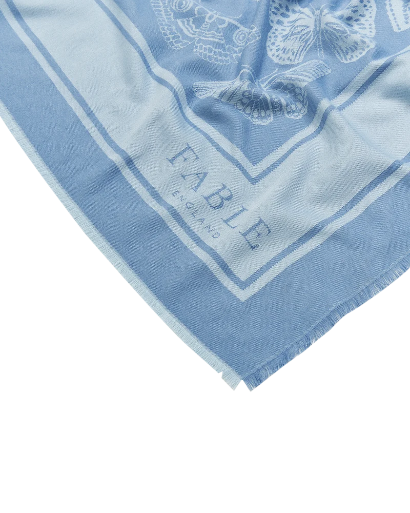 Butterfly Jacquard Square Scarf in Blue