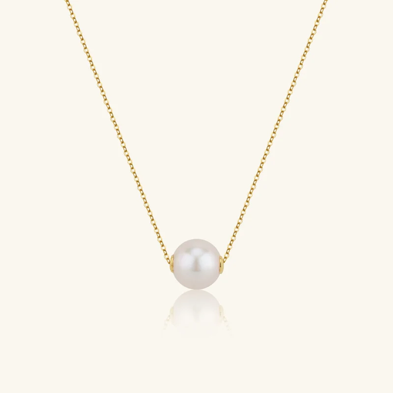 Solitär | Halskette mit Anhänger aus 18-karätigem Gold mit Akoya-Perle