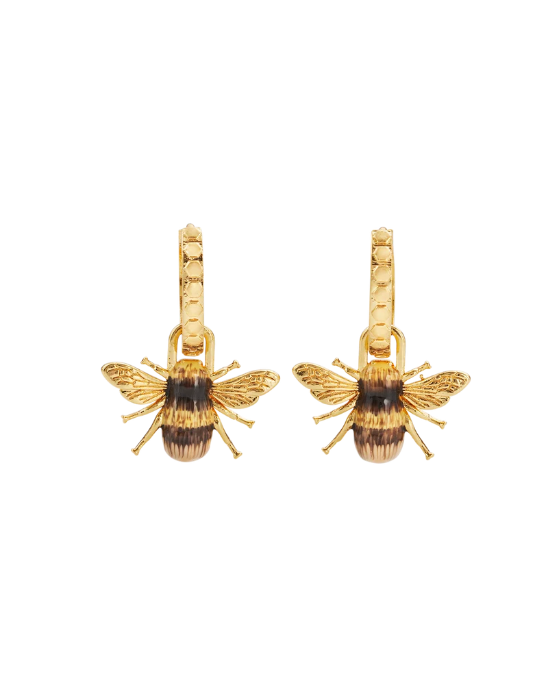 Gold Honey Bee Huggie Earrings