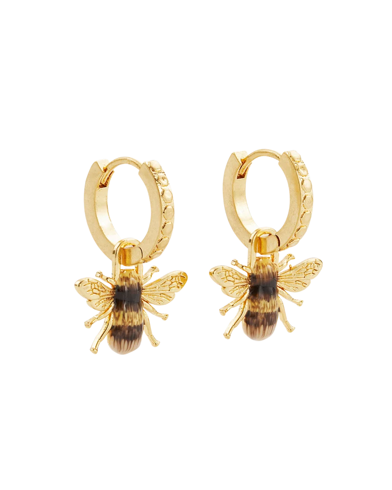 Gold Honey Bee Huggie Earrings