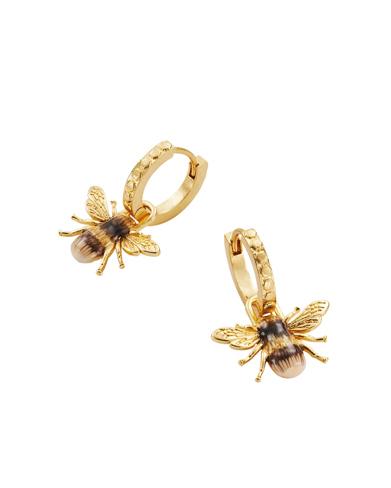 Gold Honey Bee Huggie Earrings