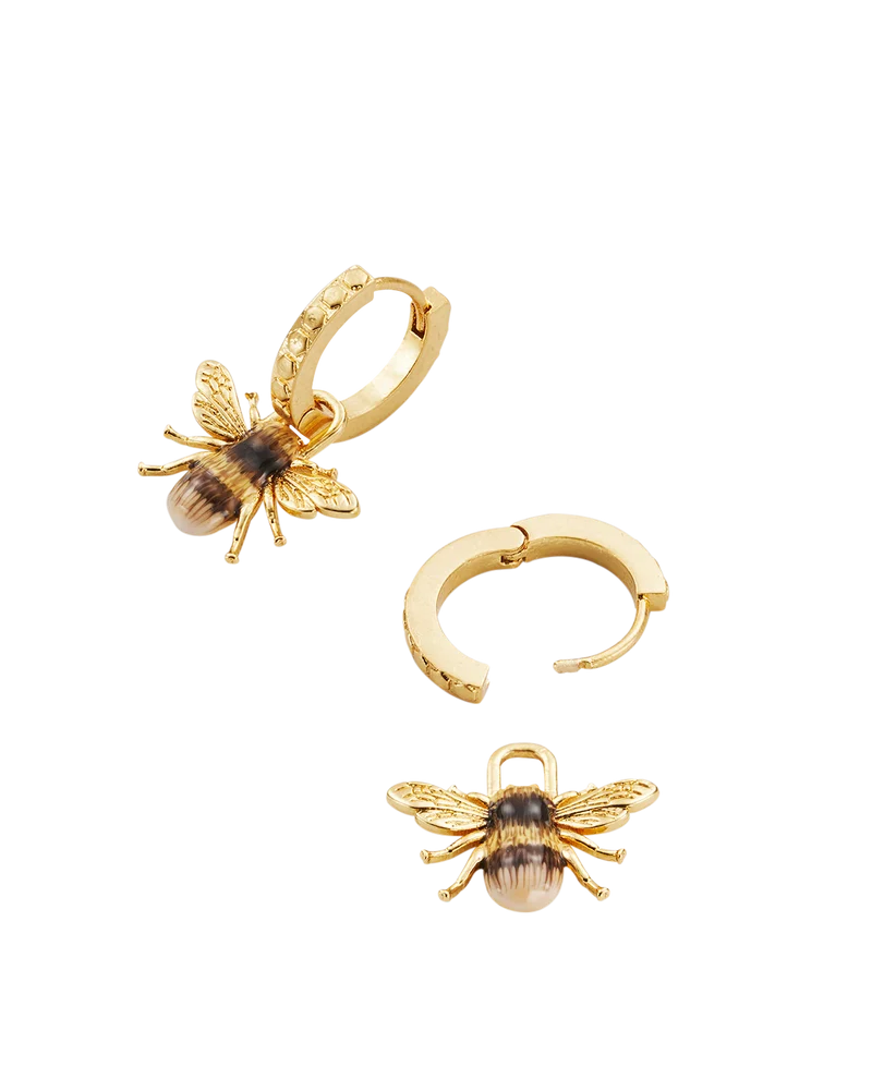 Gold Honey Bee Huggie Earrings