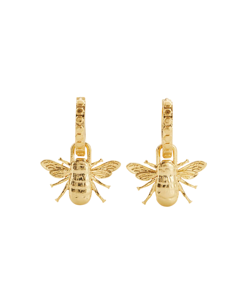 Gold Honey Bee Huggie Earrings