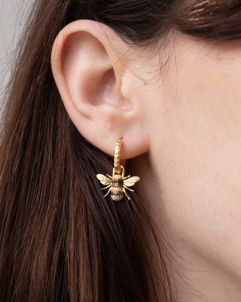 Gold Honey Bee Huggie Earrings