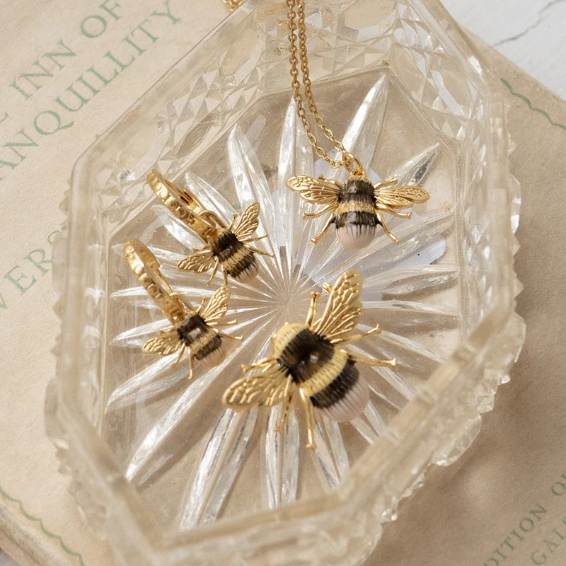 Gold Honey Bee Huggie Earrings