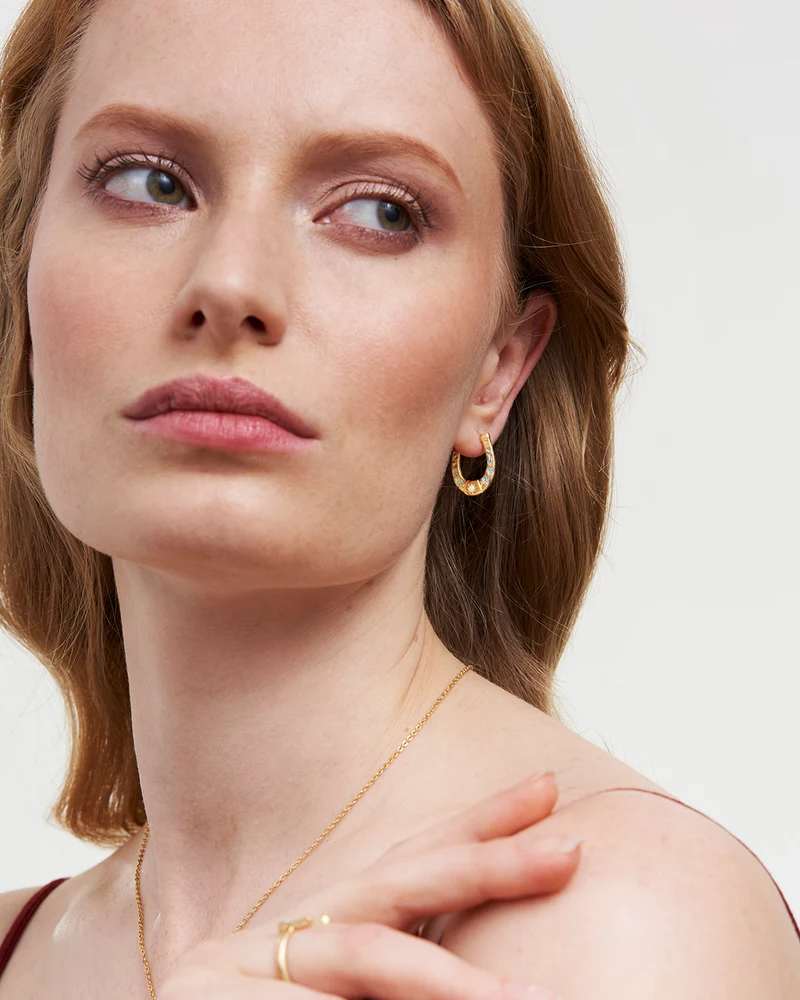 Gold Lucky in Love Hoop Earrings
