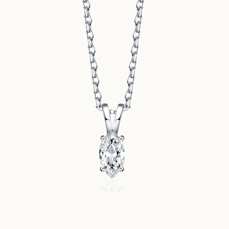 Solitär-Marquise-Moissanit-Anhänger-Halskette