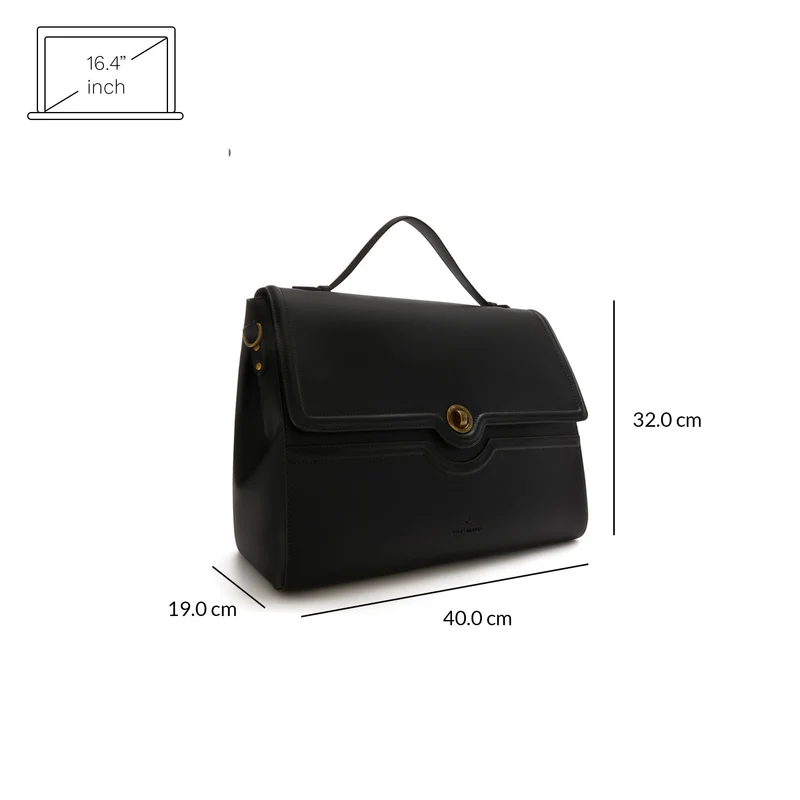 Violet Hamden Essential Bag Schwarze Handtasche mit 16.4-Zoll-Laptopfach VH21005