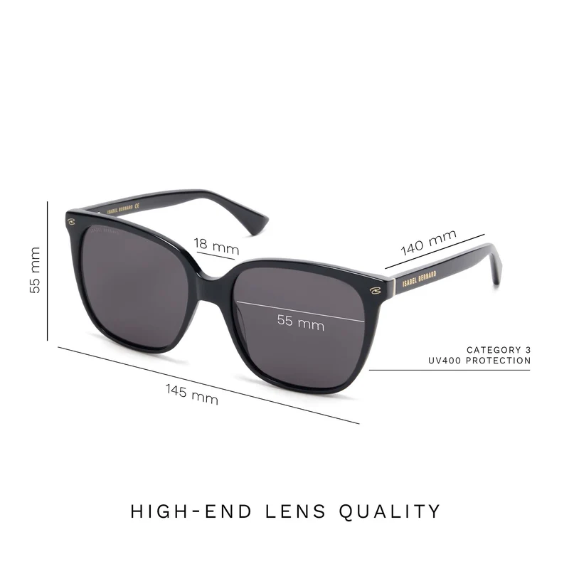 Isabel Bernard La Villette Raison Schwarz Quadratisch Sonnenbrille IB400007-01-01