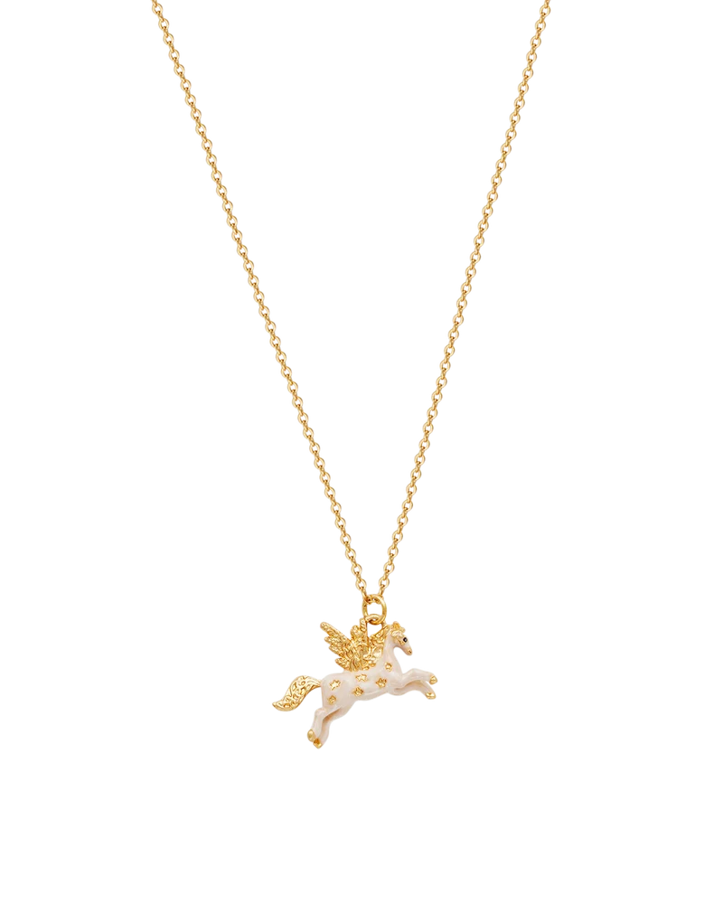 Gold Pegasus Necklace & Huggie Earrings Set