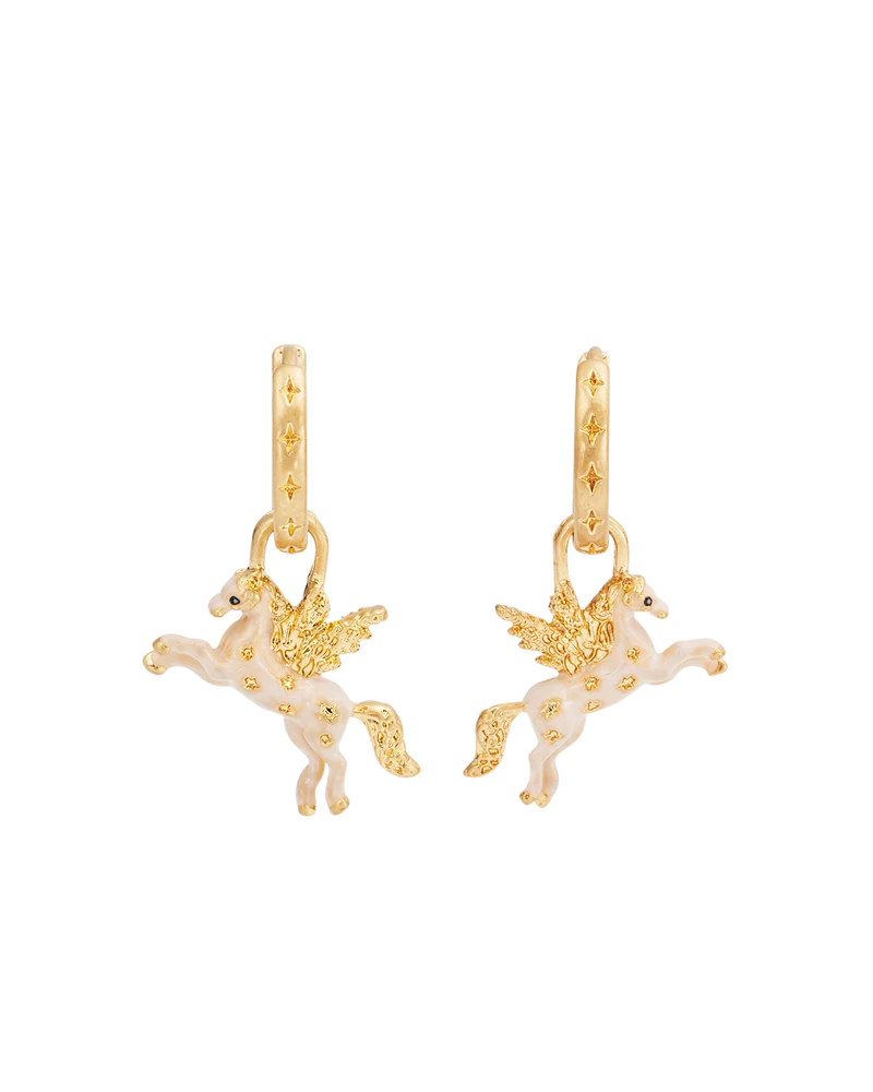 Gold Pegasus Necklace & Huggie Earrings Set