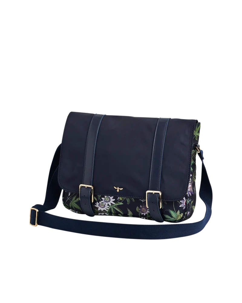 Navy Passion Flower Satchel