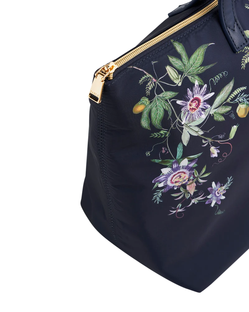 Navy Passion Flower Grab Tote