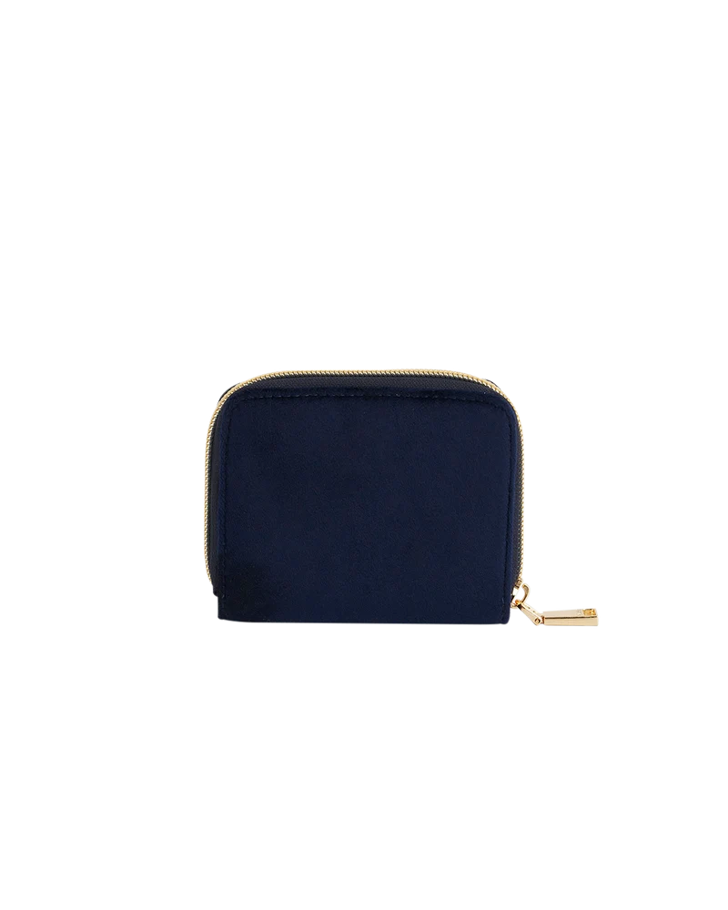 Navy Floral Velvet Purse Small