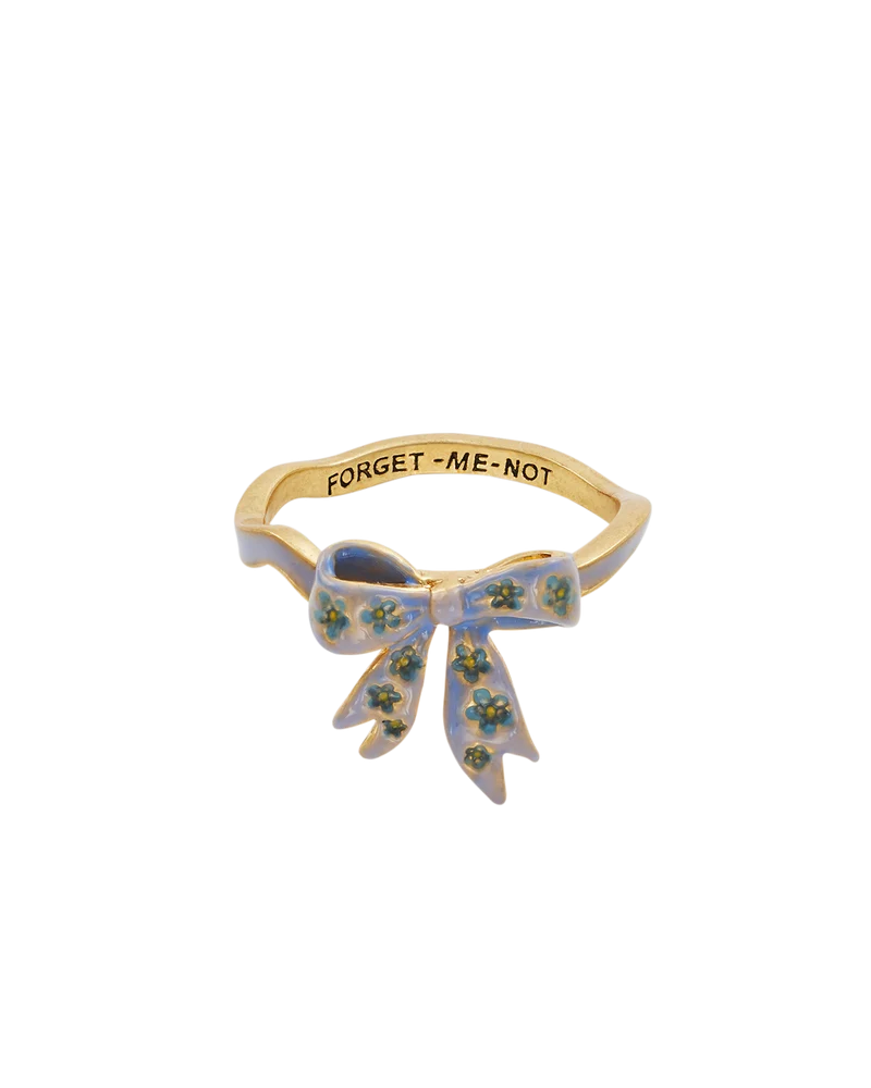 Gold Forget Me Not Bow Ring