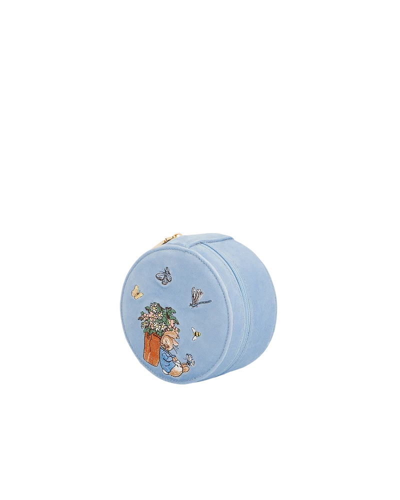 Fable England x Peter Rabbit Blue Velvet Embroidered Circle Jewellery Box