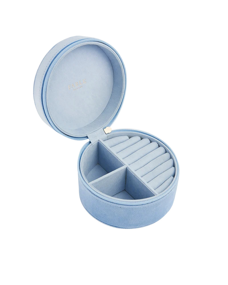 Fable England x Peter Rabbit Blue Velvet Embroidered Circle Jewellery Box