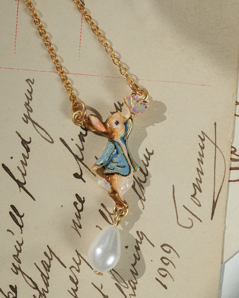 Fable England x Peter Rabbit Butterfly Pearl Drop Necklace