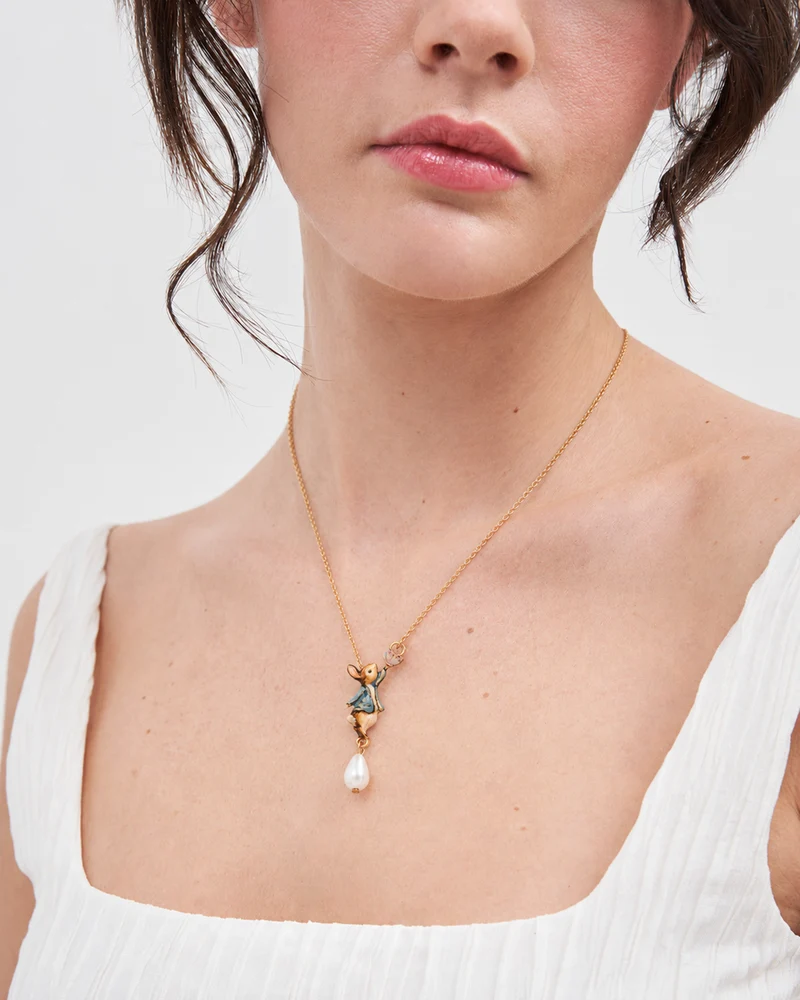 Fable England x Peter Rabbit Butterfly Pearl Drop Necklace