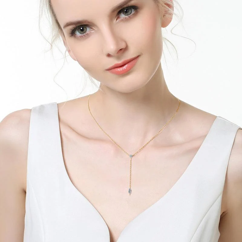 Bezaubernde Marquise Premium Moissanite Lariat Halskette